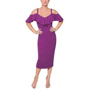 Rachel Rachel Roy Womens Marcella Purple Drapey Ruffled Sheath Dress NWOT